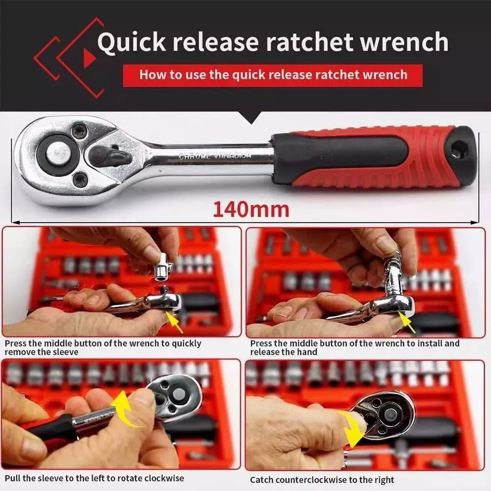 Juego de llaves de tubo de 46 Piezas